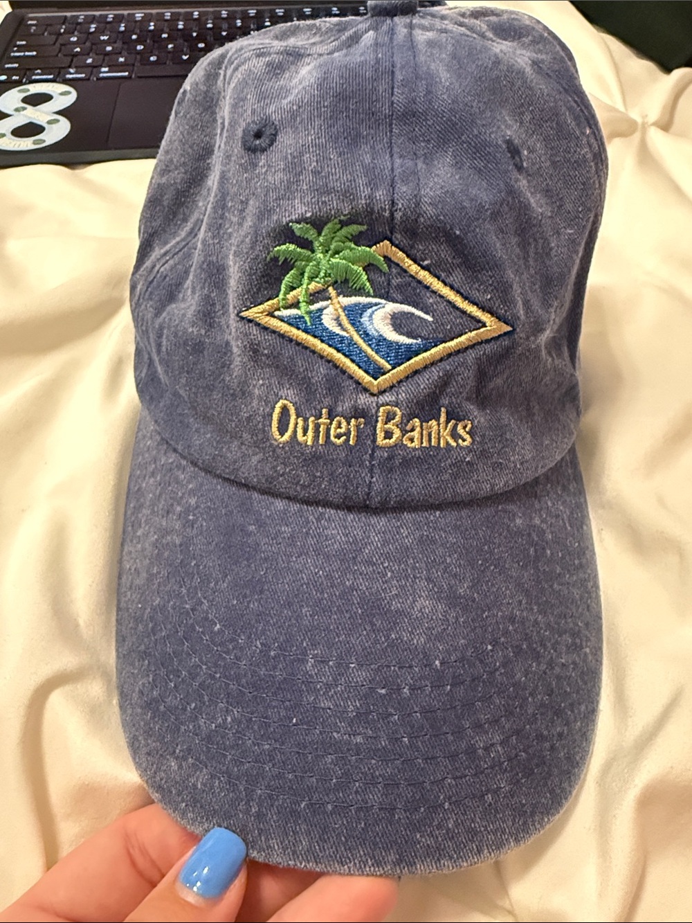 Outer Banks Embroidered Blue Washed Baseball Cap
